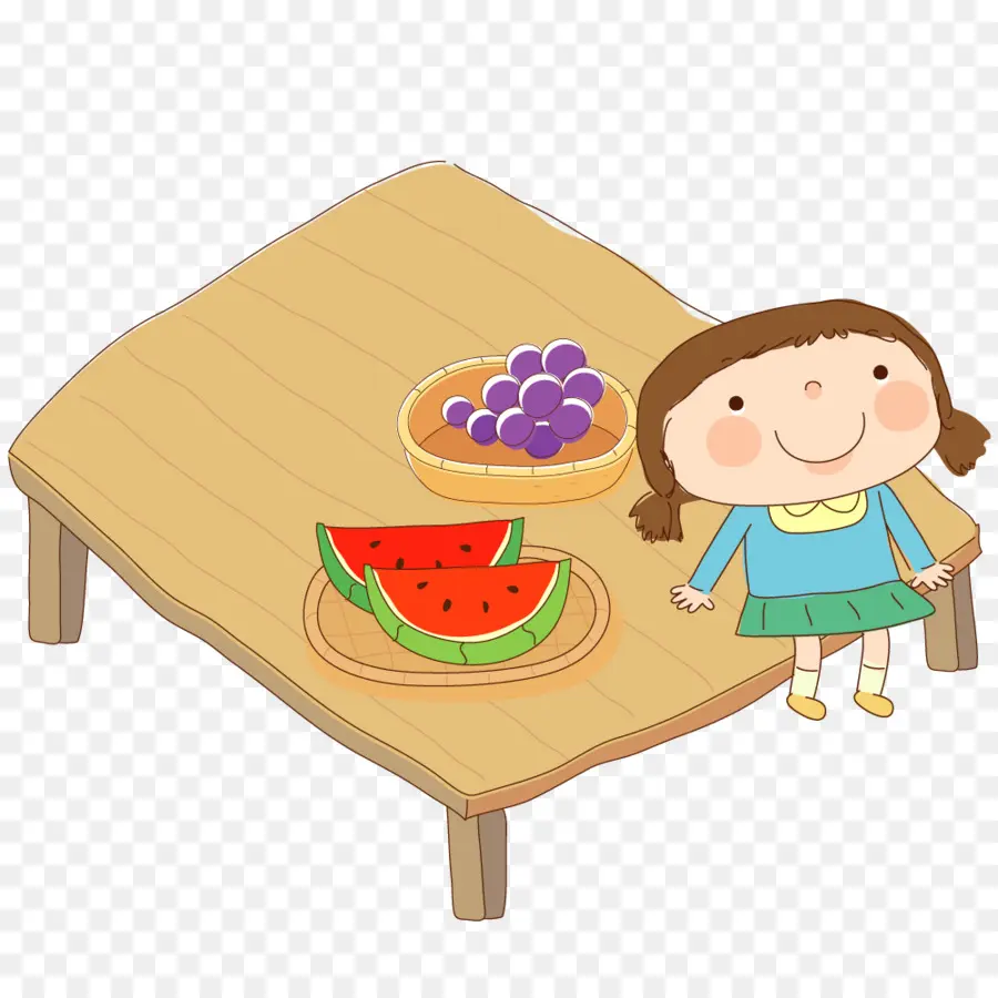 Niña Con Frutas，Mesa PNG