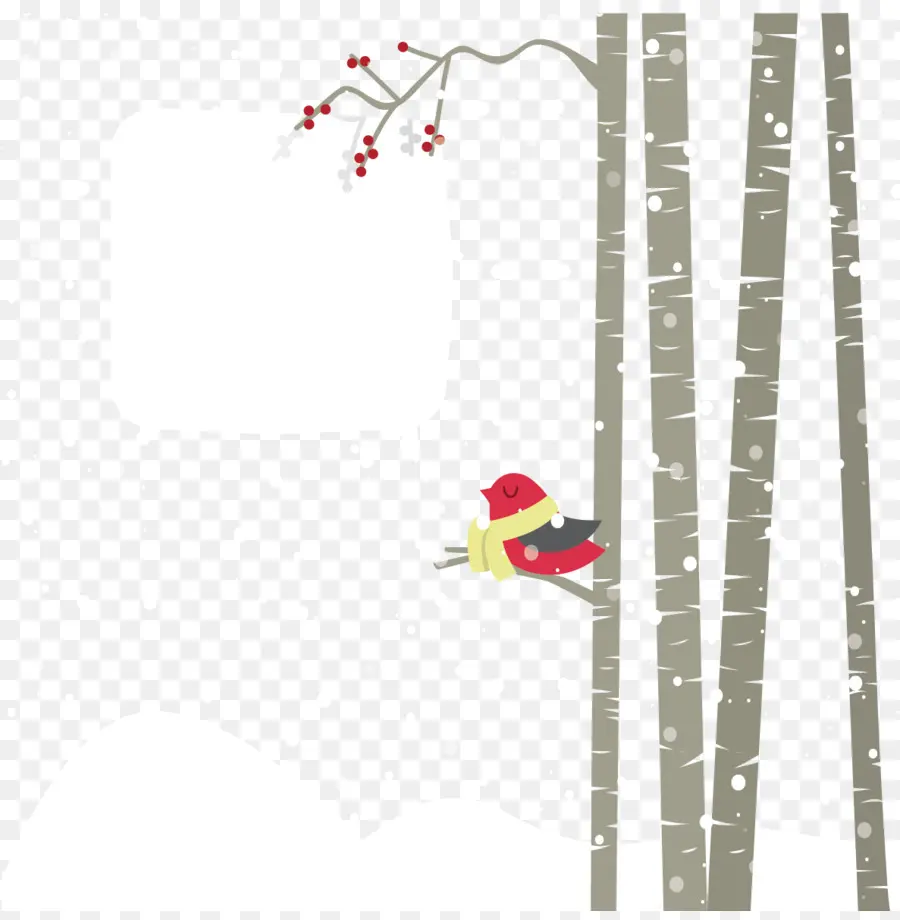 Pájaro Rojo，Invierno PNG