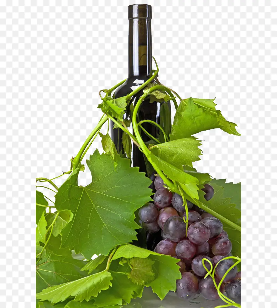 Botella De Vino，Uvas PNG