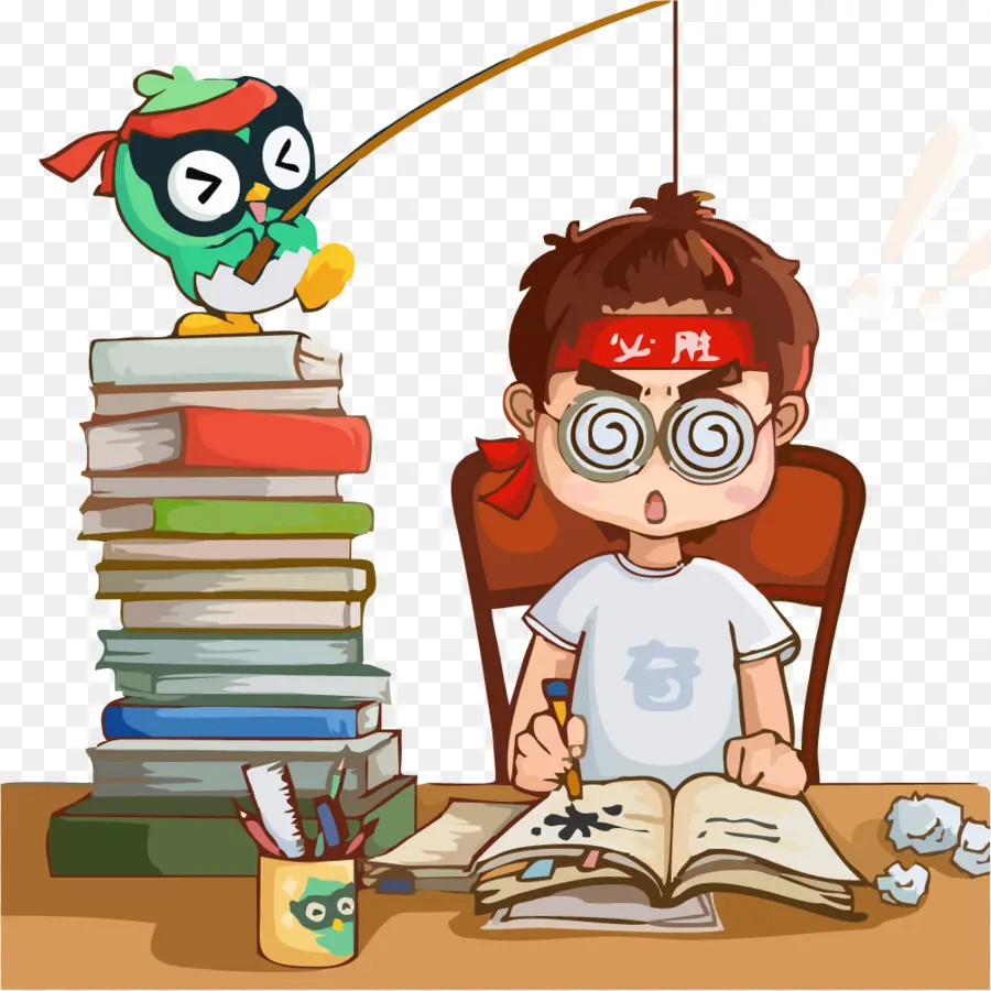 Chico Estudiando，Libros PNG