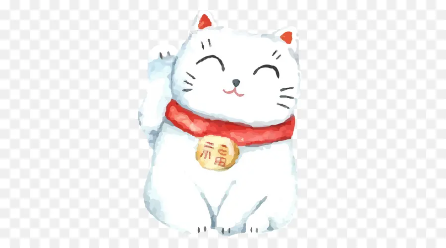 Maneki Neko Blanco，Gato Afortunado PNG