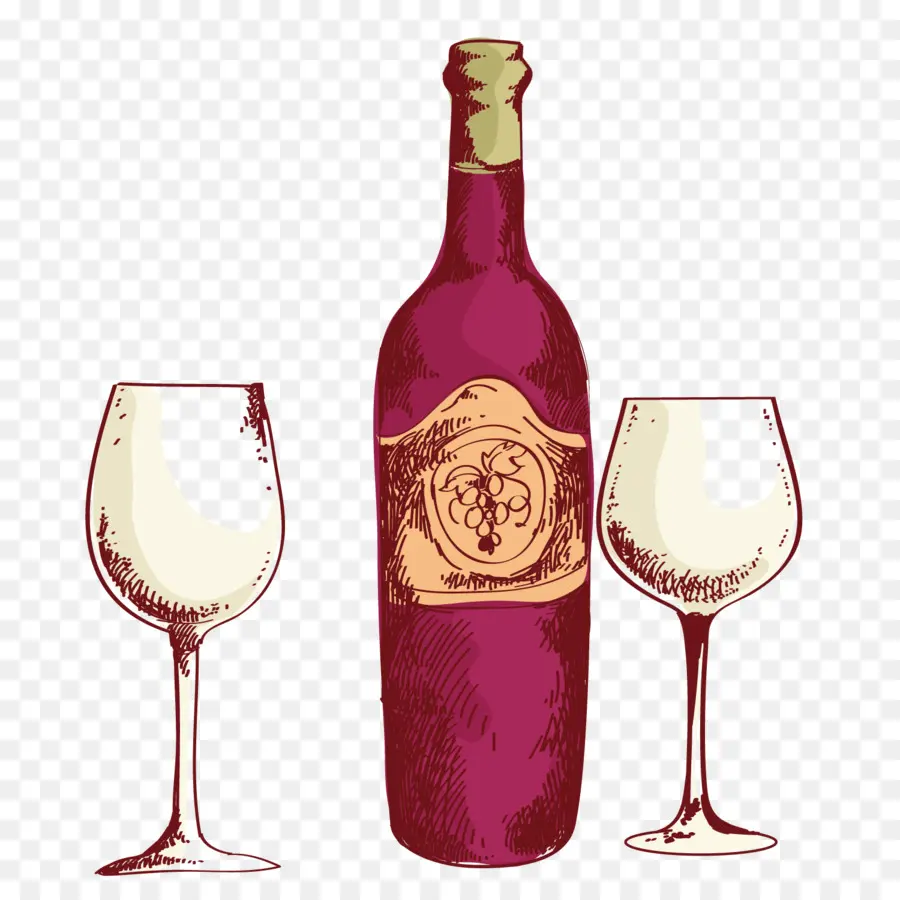 Botella De Vino Y Copas，Vino PNG