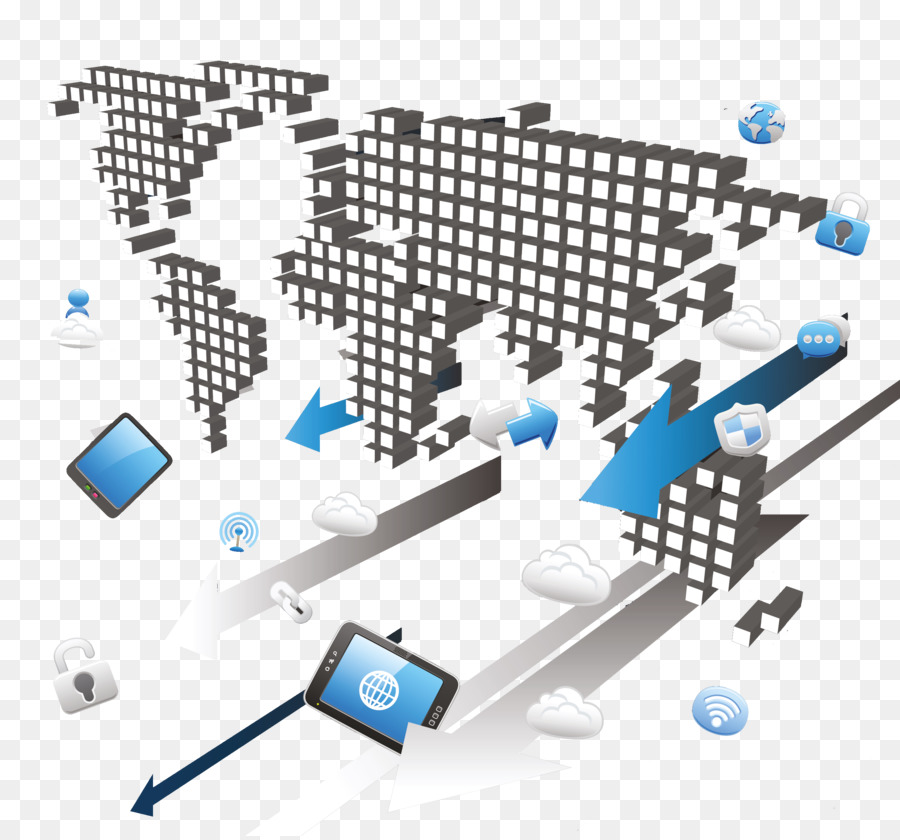 Mapa Mundial Digital，Red PNG