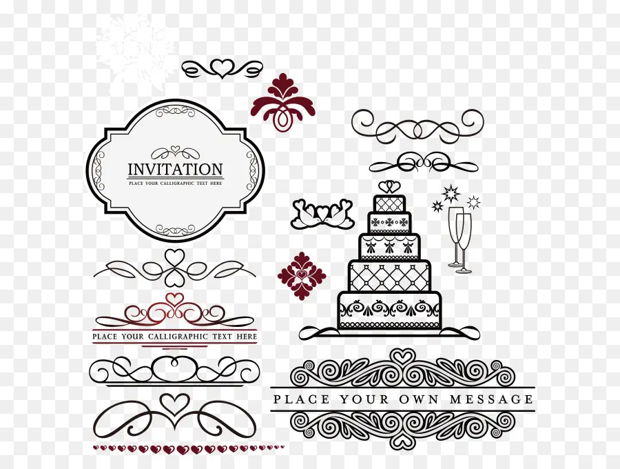 Elementos De Invitación De Boda，Diseño PNG