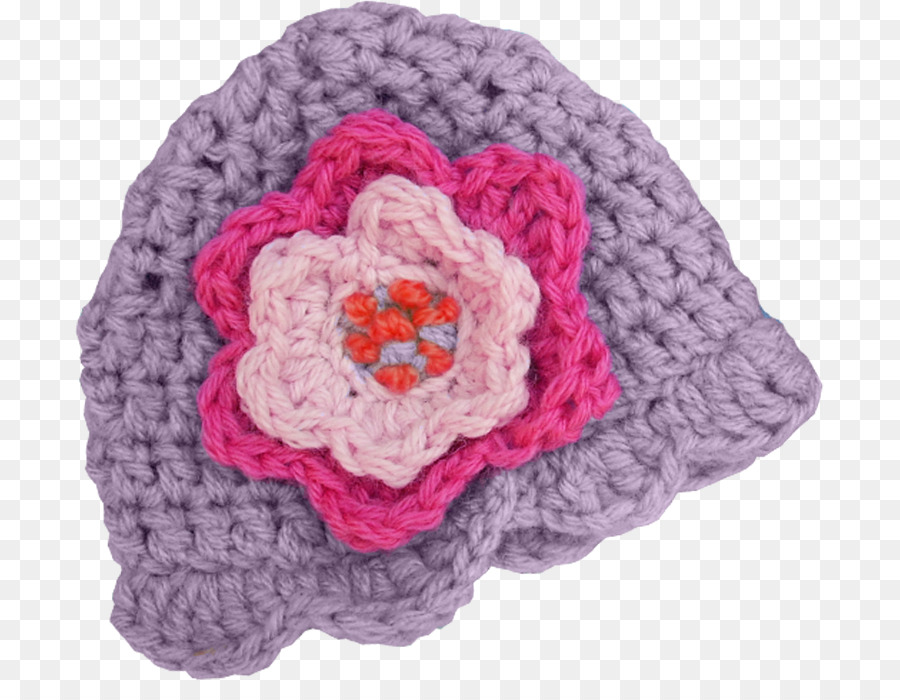 Gorro De Punto Morado，Flor Rosa PNG