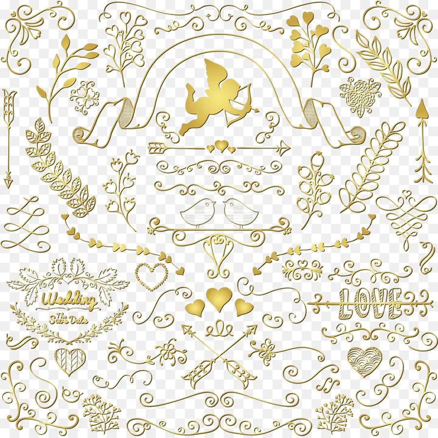 Decoraciones De Boda，Oro PNG