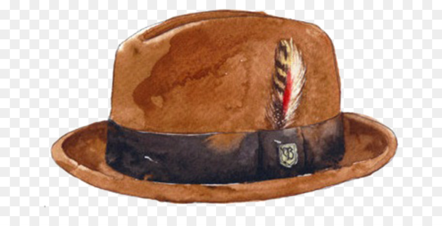 Sombrero Fedora Marrón，Pluma PNG