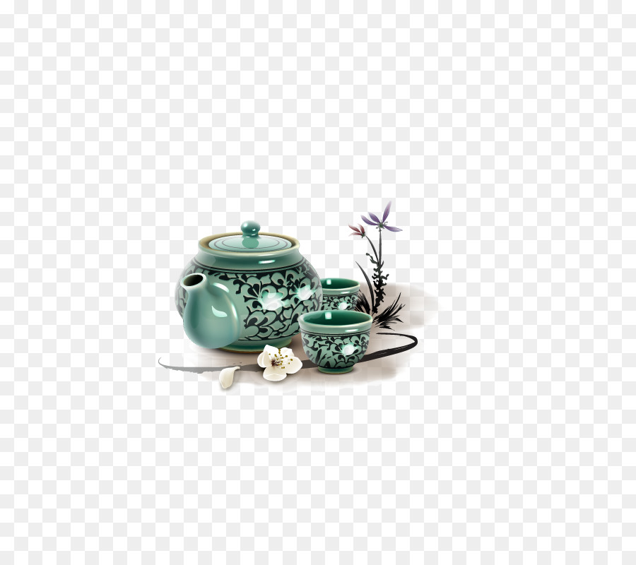 Juego De Té，Verde PNG