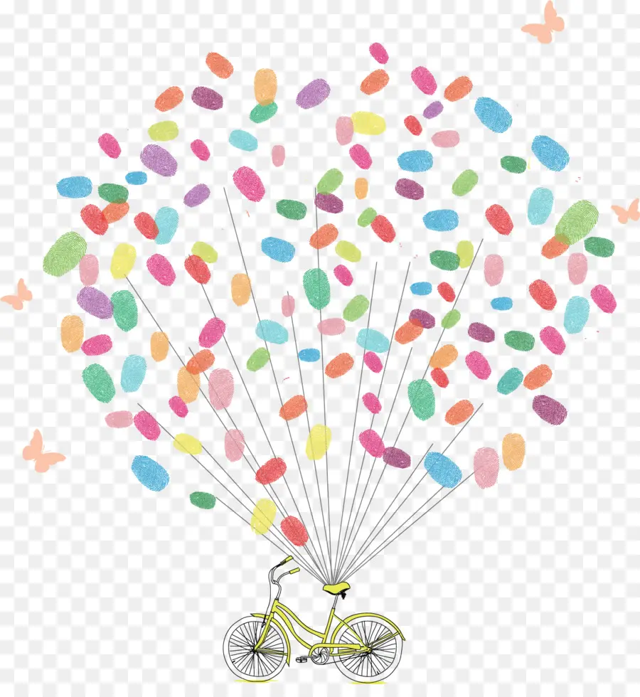 Bicicleta Con Globos，Vistoso PNG