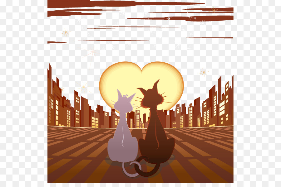 Gatos Y Corazón，Atardecer PNG