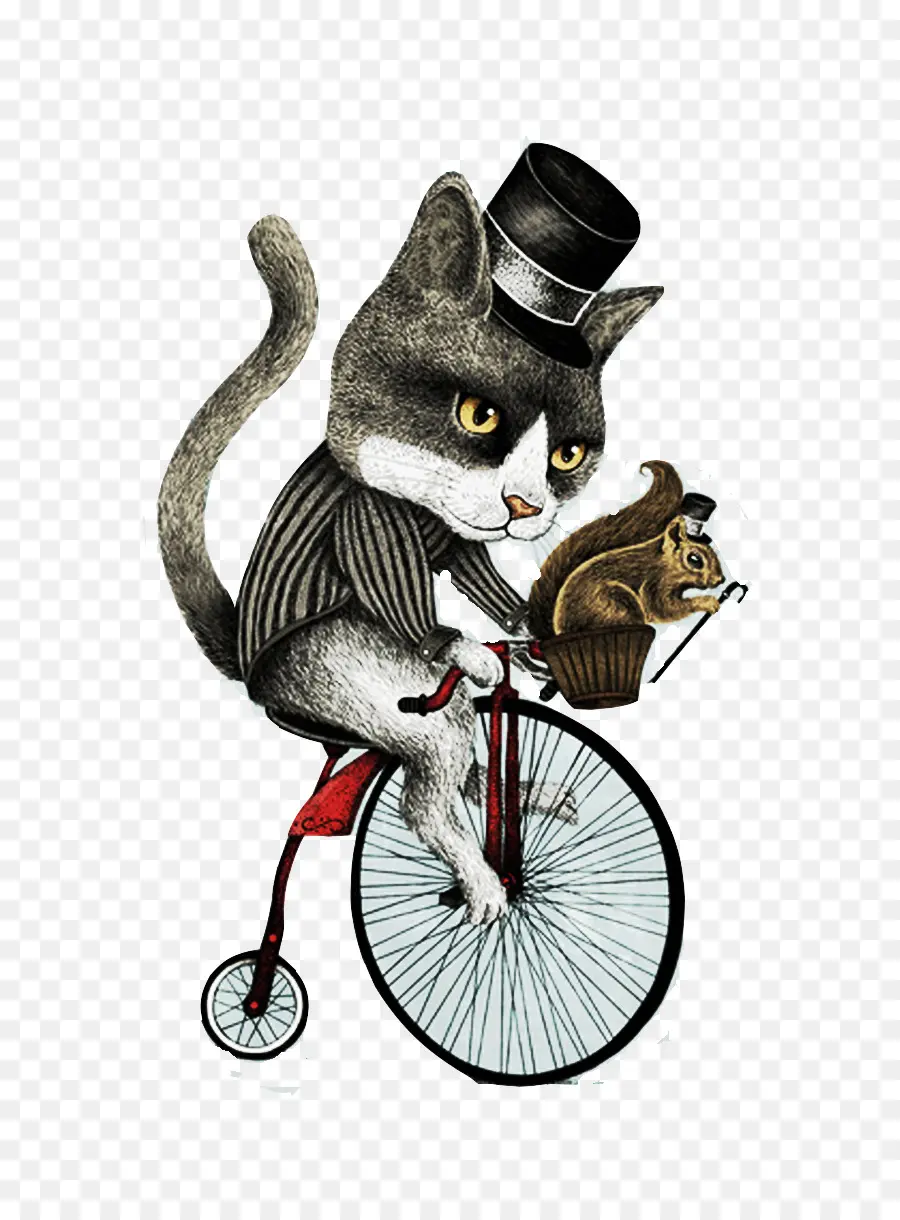 Gato En Bicicleta，Sombrero De Copa PNG