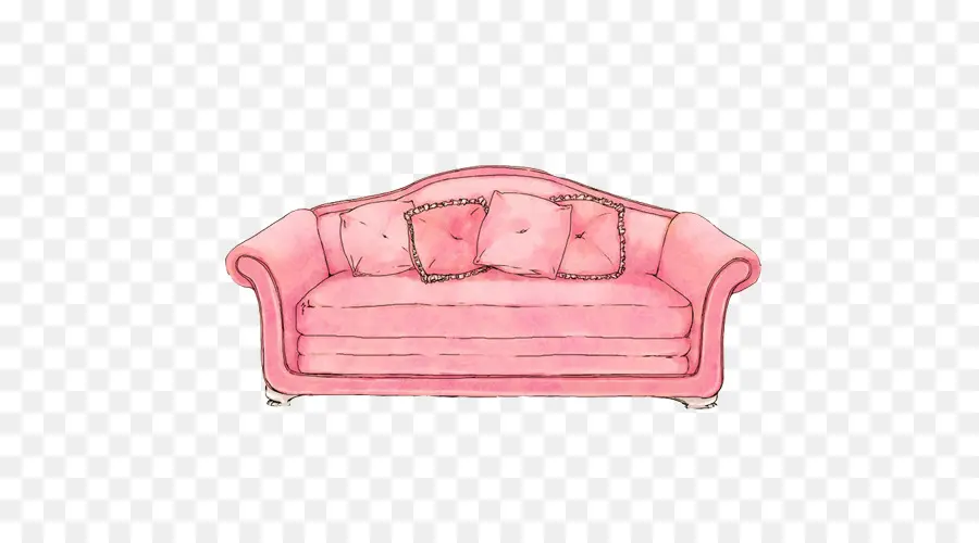 Sofá Rosa Con Almohadas，Cómodo PNG