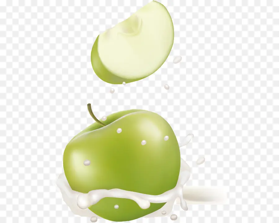 Manzana Verde Con Chorrito De Leche，Leche PNG