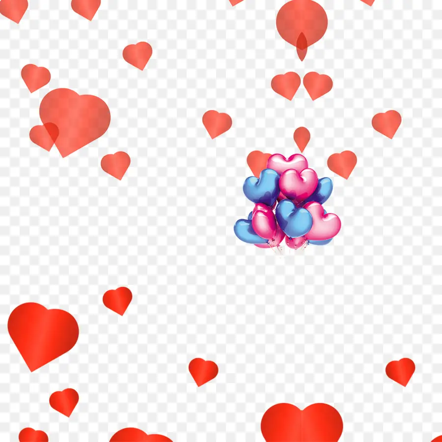 Globos De Corazon，Rojo PNG