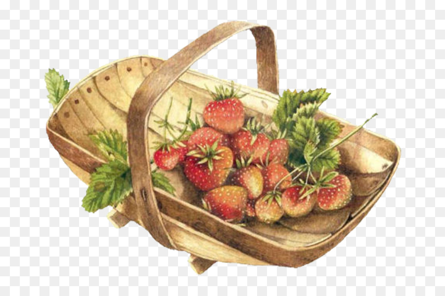 Cesta De Fresas，Fruta PNG