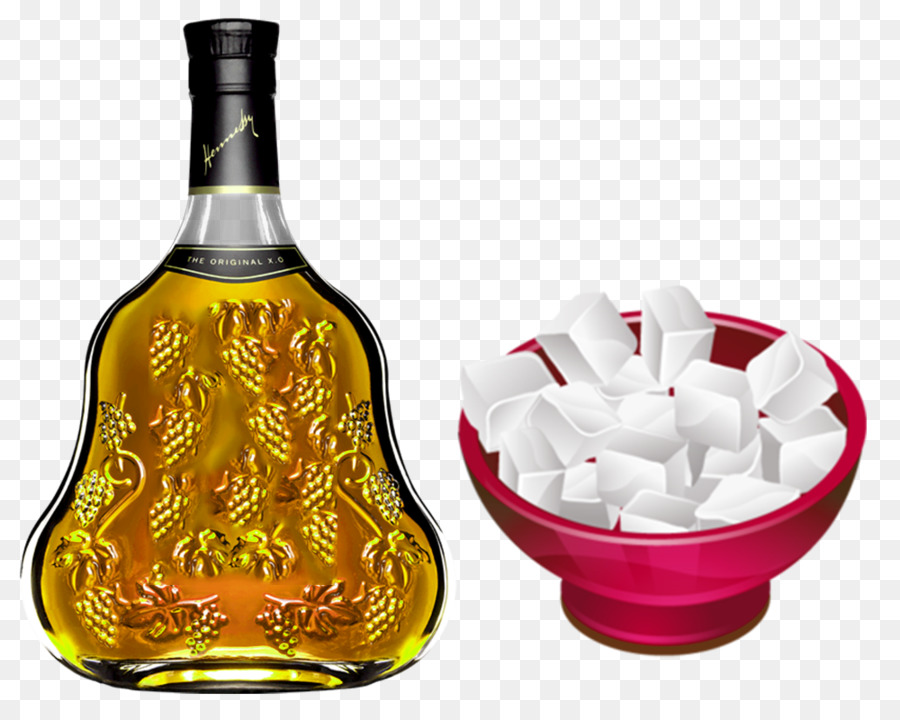 Botella De Licor Y Terrones De Azúcar，Espíritu PNG