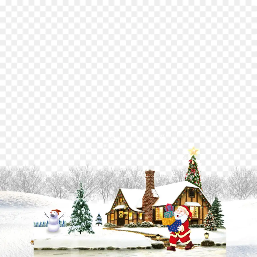 Escena Navideña，Papá Noel PNG