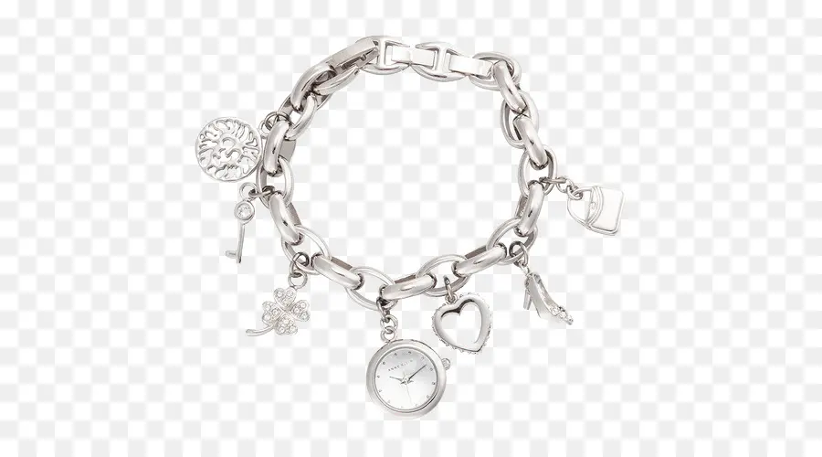 Pulsera Con Dijes，Plata PNG