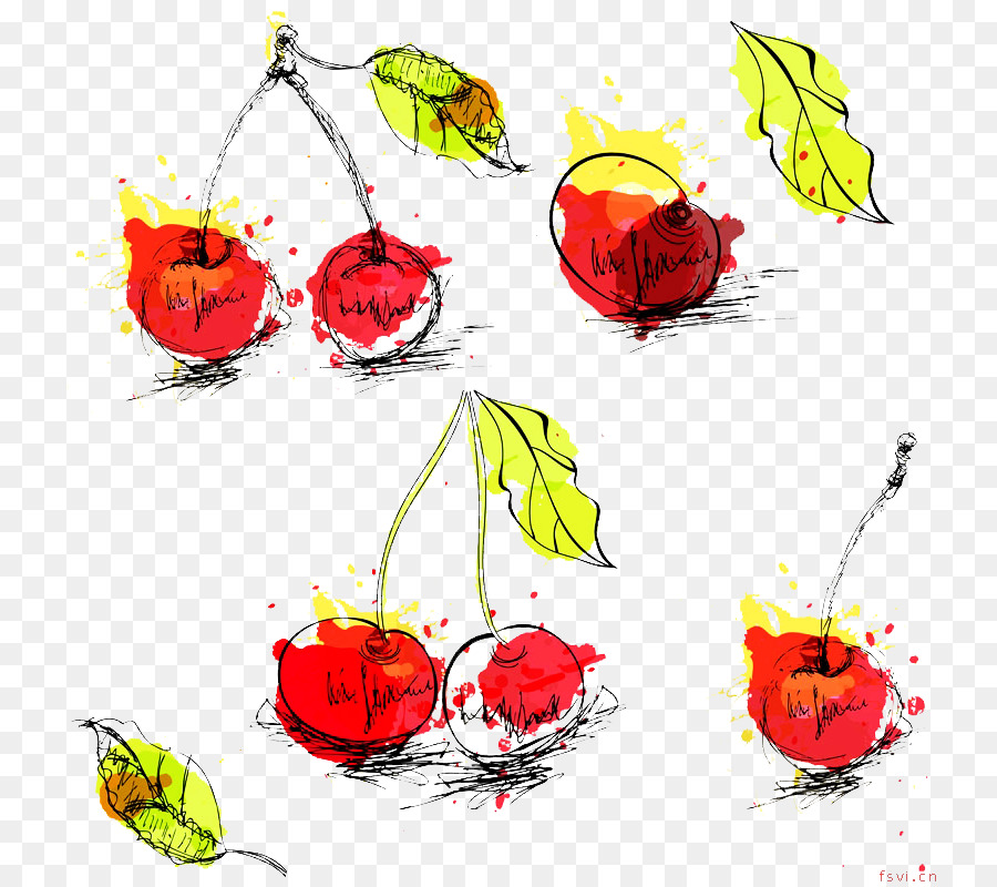 Cerezas Rojas，Hojas PNG