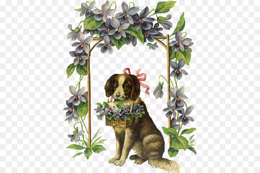 Perro Con Flores，Cachorro PNG