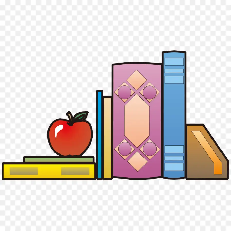 Libros Y Manzana，Pila PNG