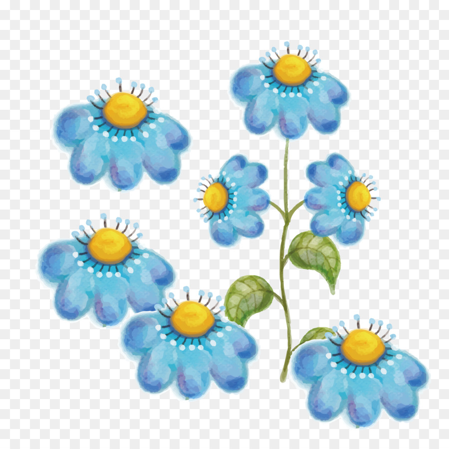 Azul，Flor PNG