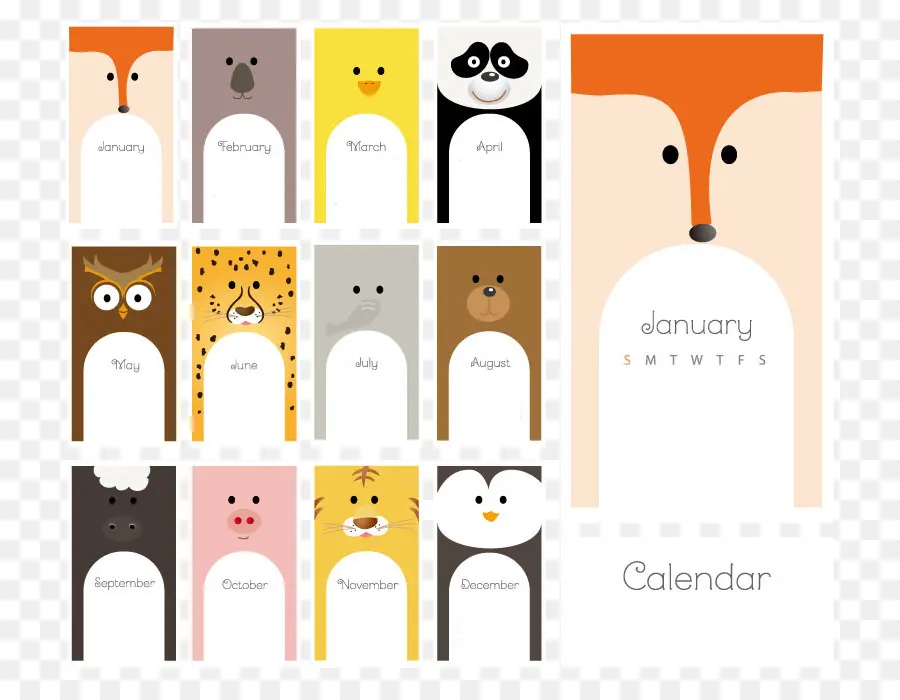 Calendario De Animales，Meses PNG