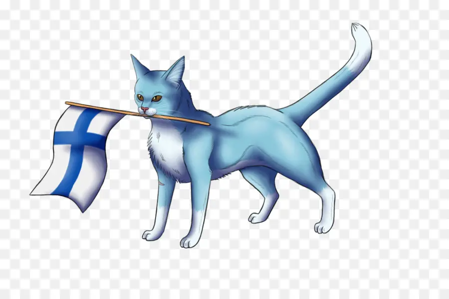 Gato Azul Con Bandera，Bandera PNG