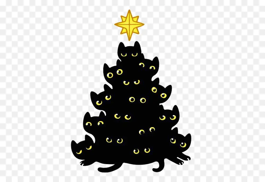 Árbol De Navidad Del Gato，Gatos Negros PNG