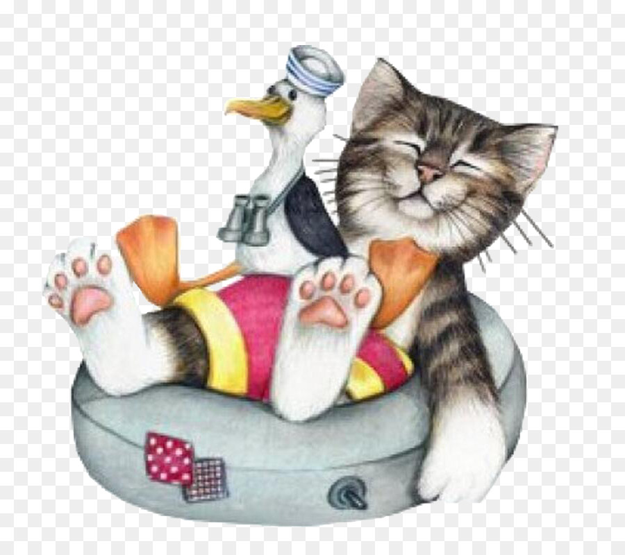 Gato Y Gaviota，Relajante PNG