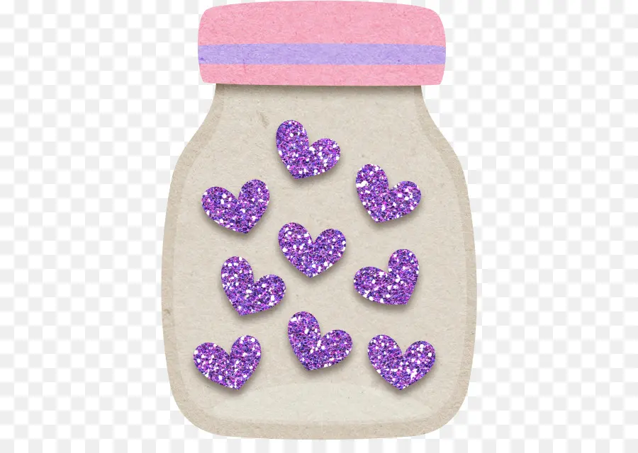 Corazones Morados Con Purpurina，Frasco PNG