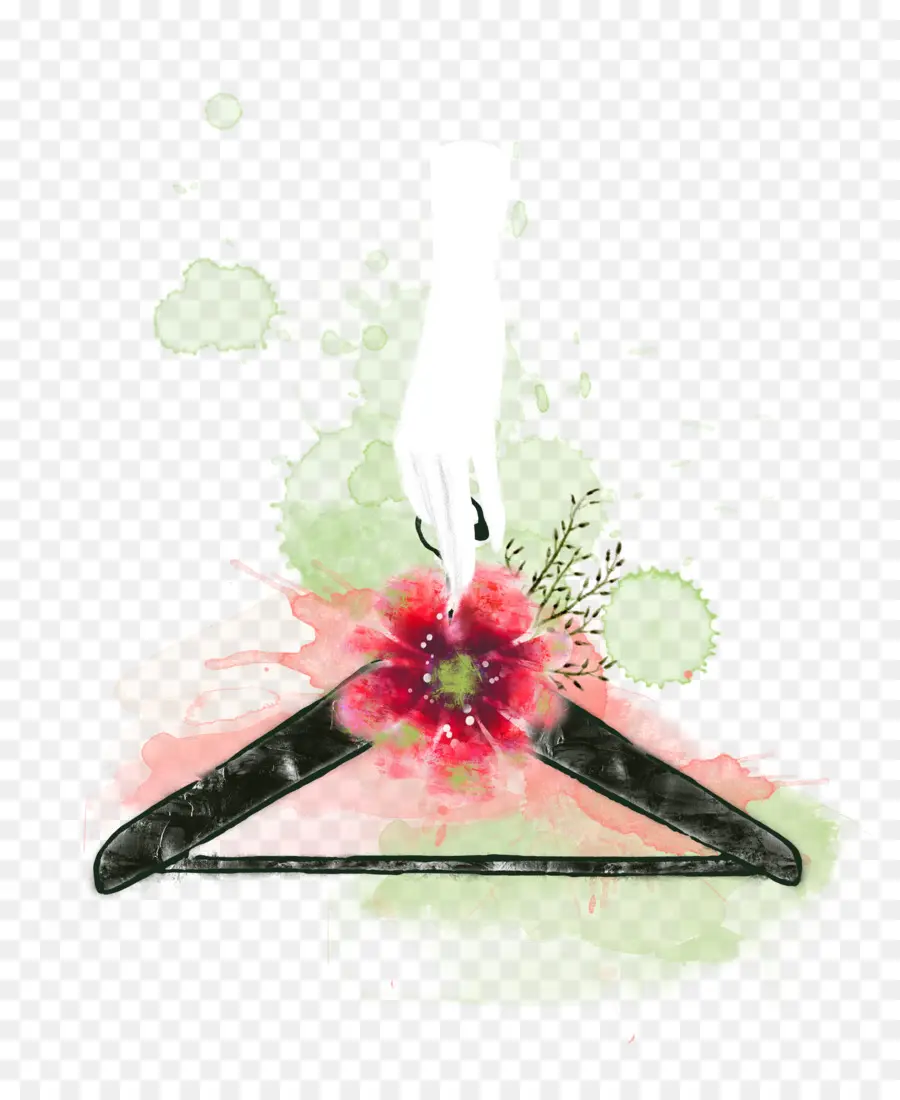 Percha Con Flor，Mano PNG