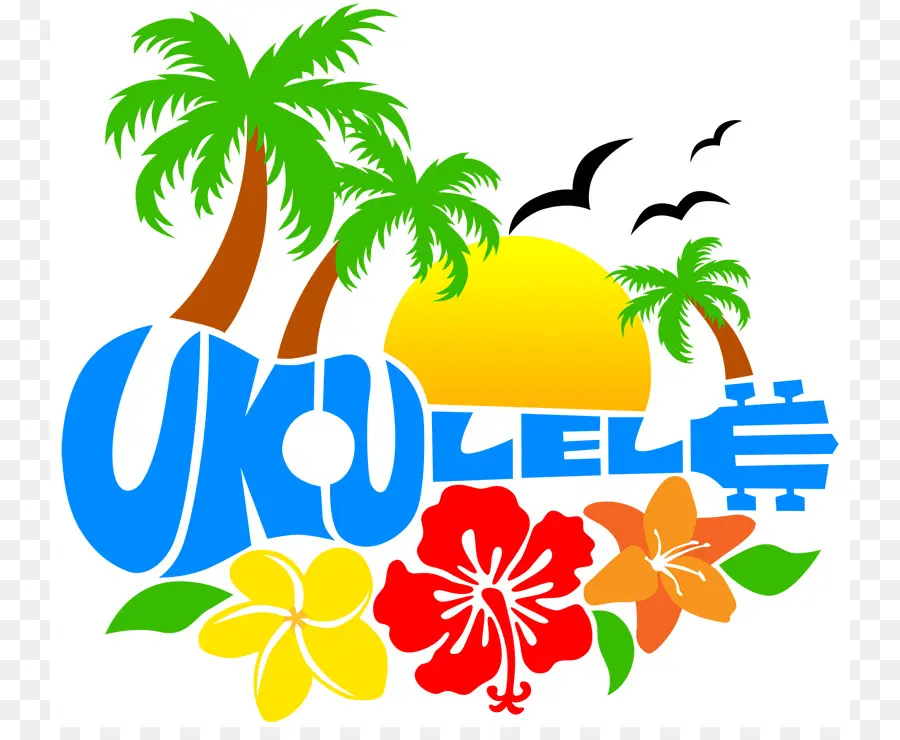 Ukelele Y Elementos Tropicales，Ukelele PNG