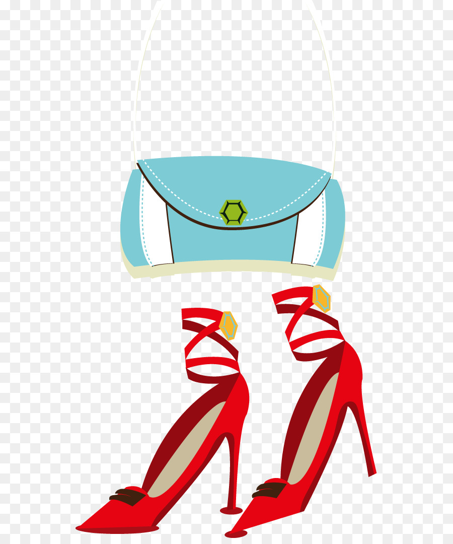 Tacones Rojos Y Bolso Azul，Moda PNG