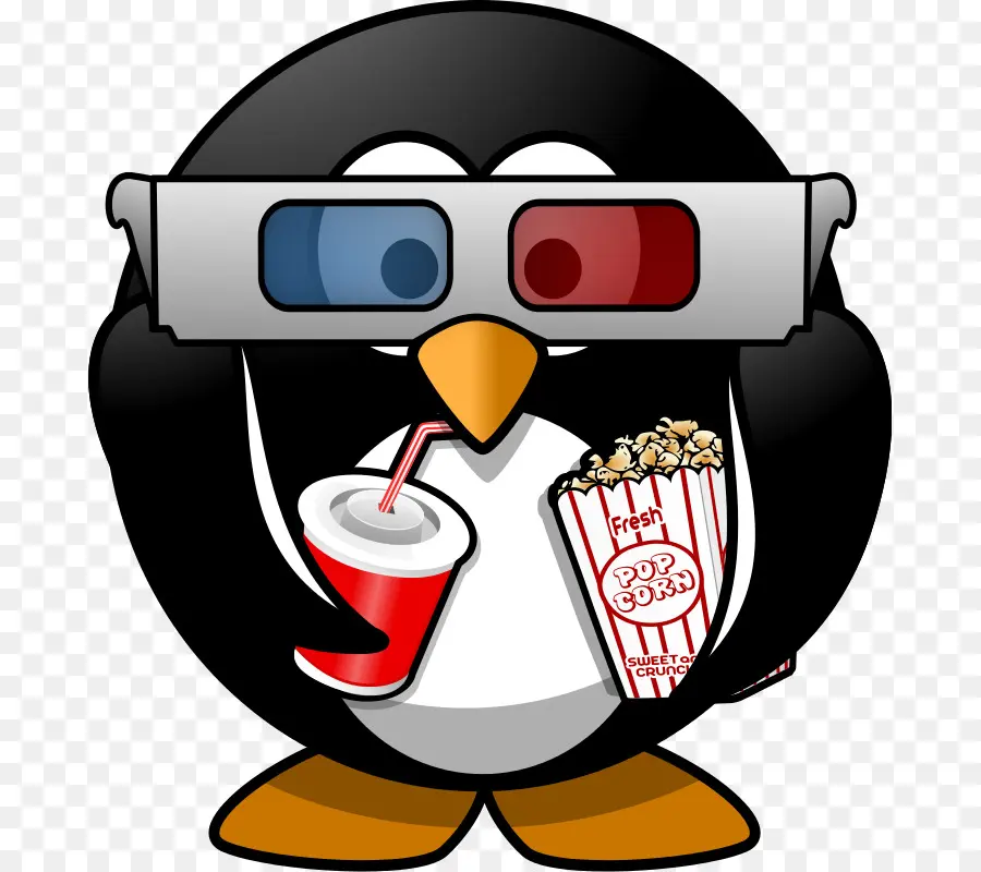 Pingüino Con Gafas 3d，Palomitas PNG