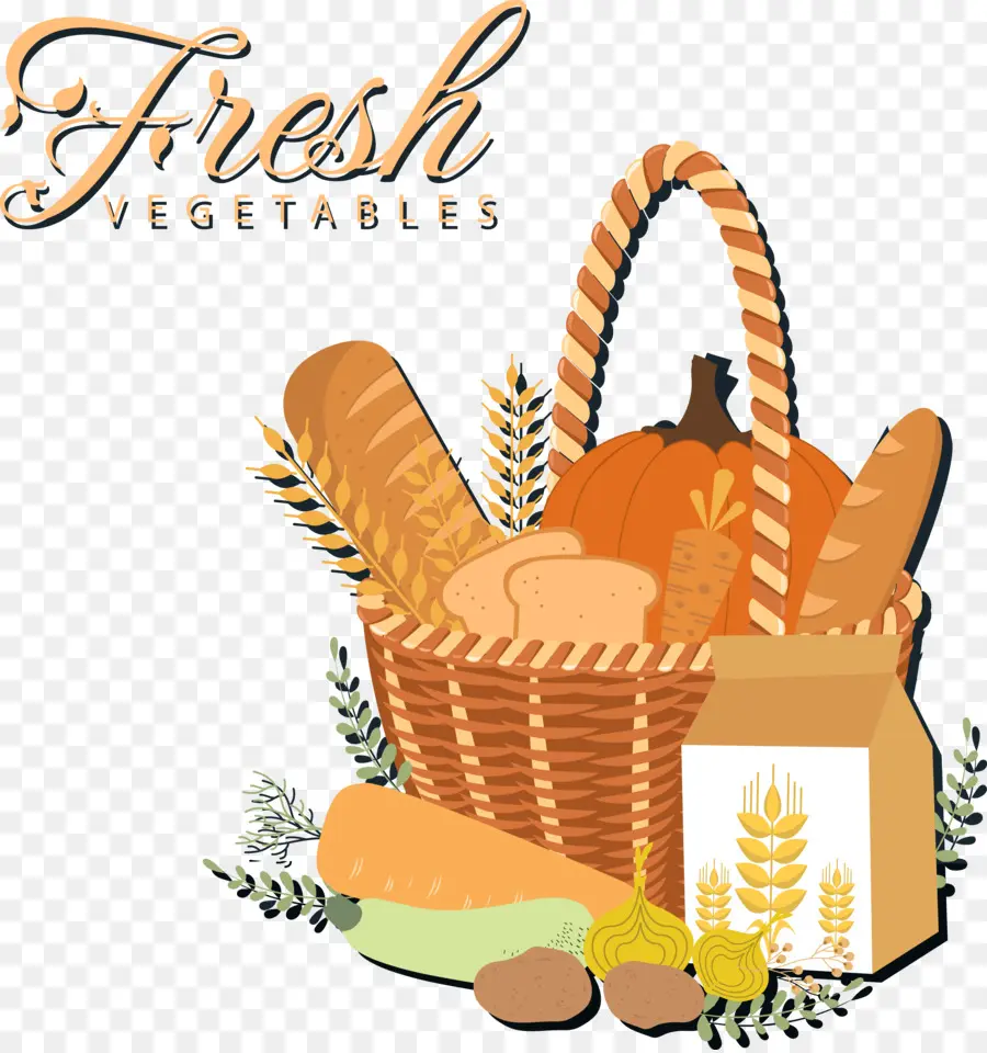 Cesta De Verduras Frescas，Pan PNG