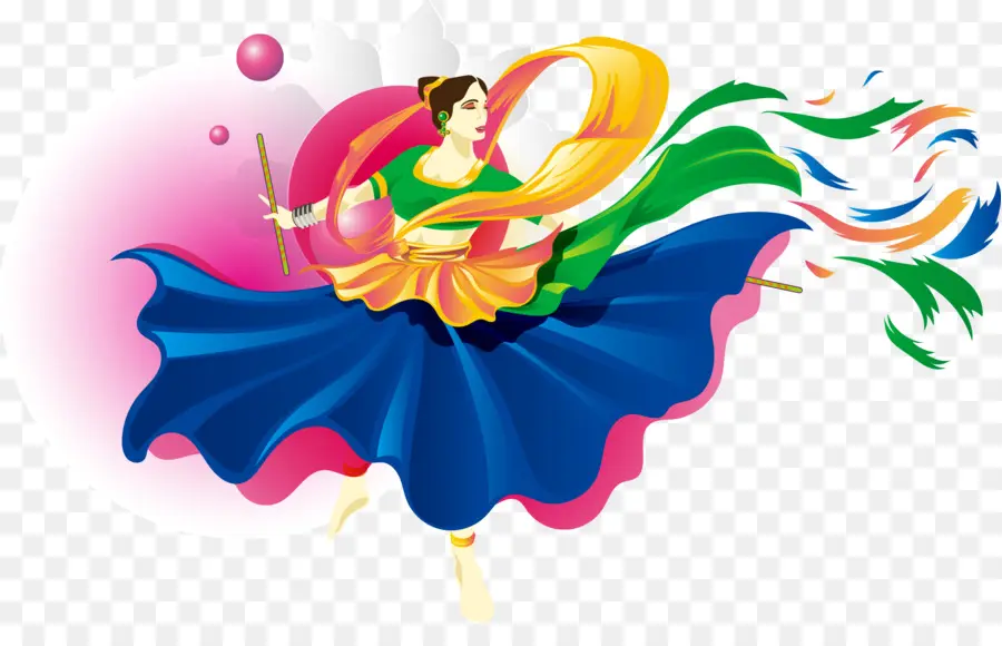 Bailarina Con Vestido Colorido，Bailar PNG