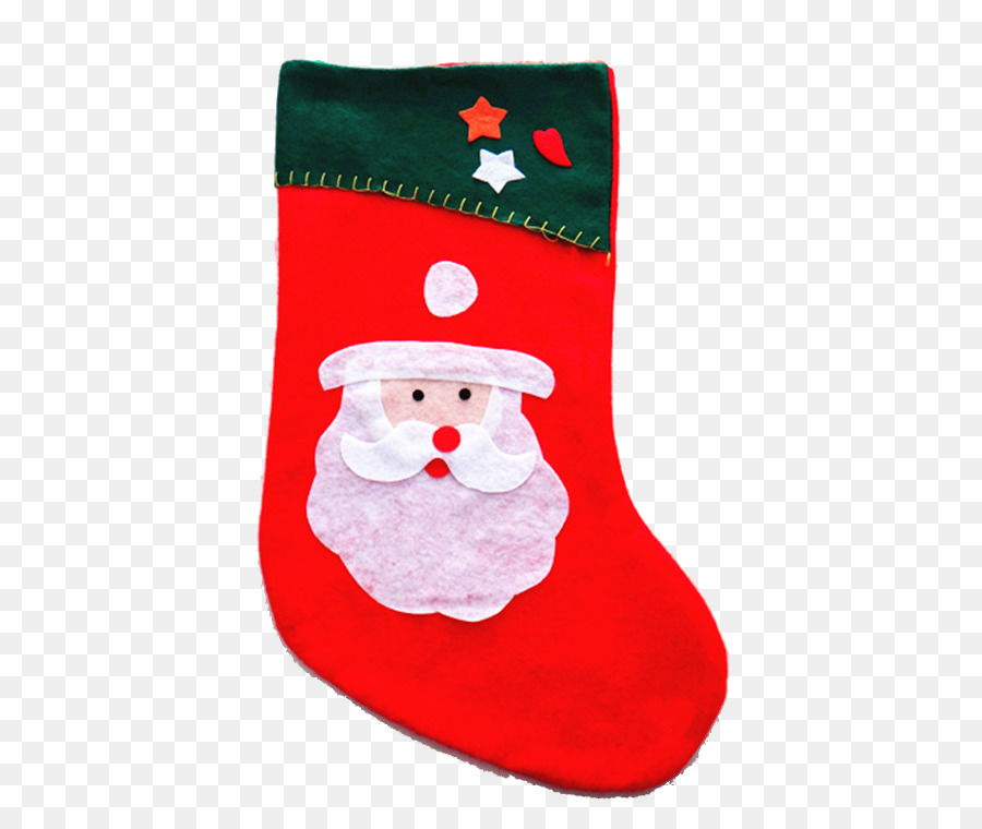 Calcetín Navideño Rojo，Papá Noel PNG