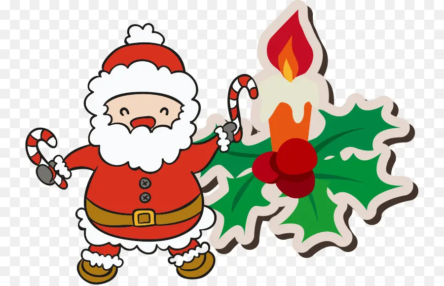 Papá Noel Con Bastones De Caramelo，Navidad PNG