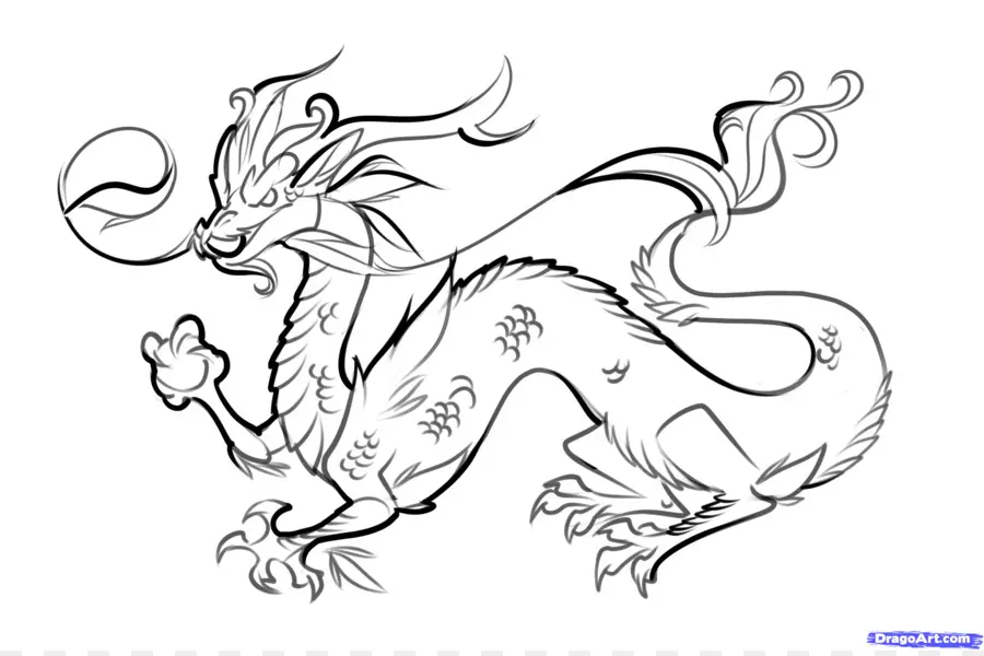 Dragon Chino，Libro De Colorear PNG