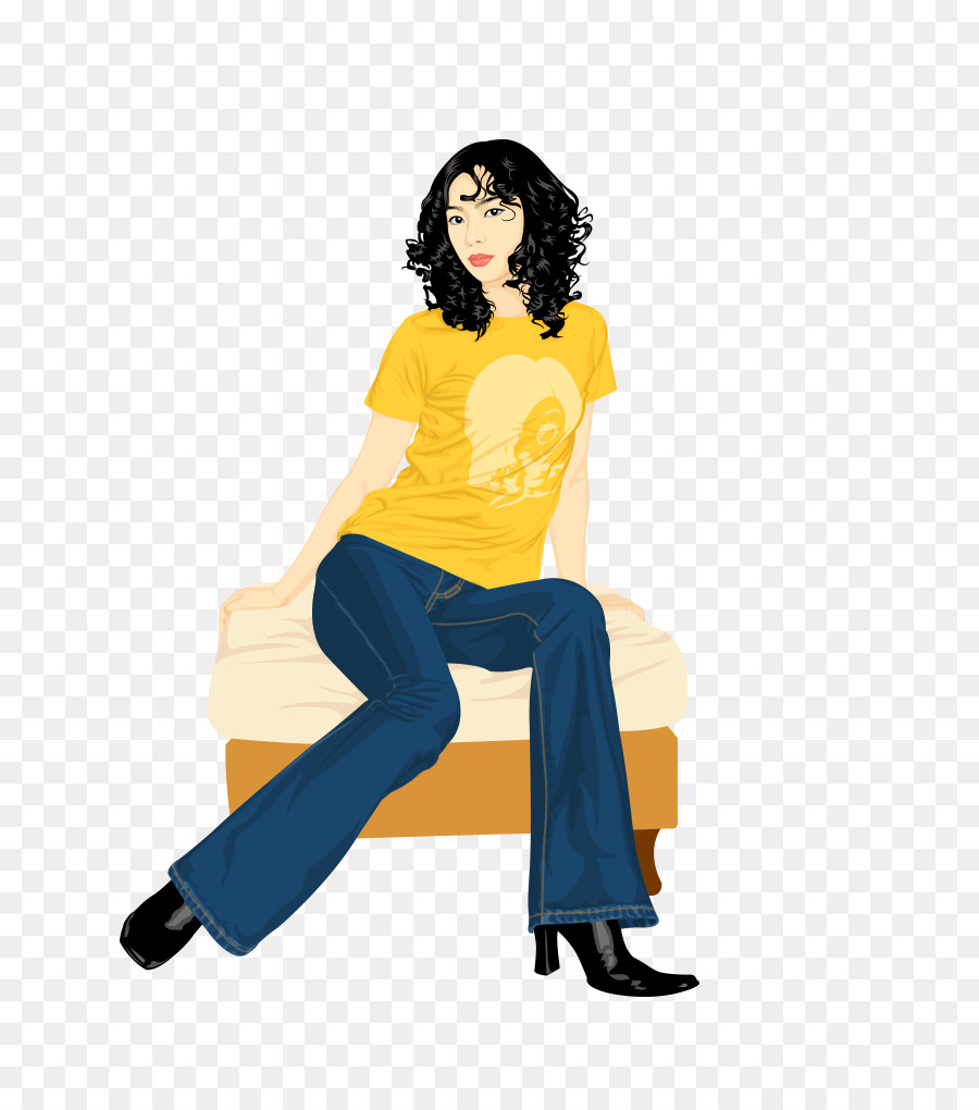 Mujer Sentada，Cama PNG