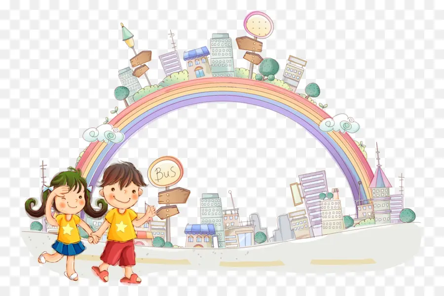 Niños Y Arcoiris，Niños PNG