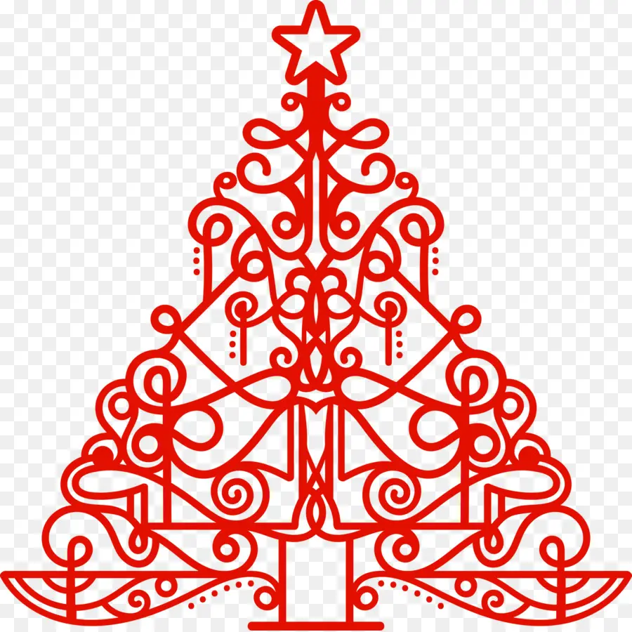 árbol De Navidad Rojo，Estrella PNG