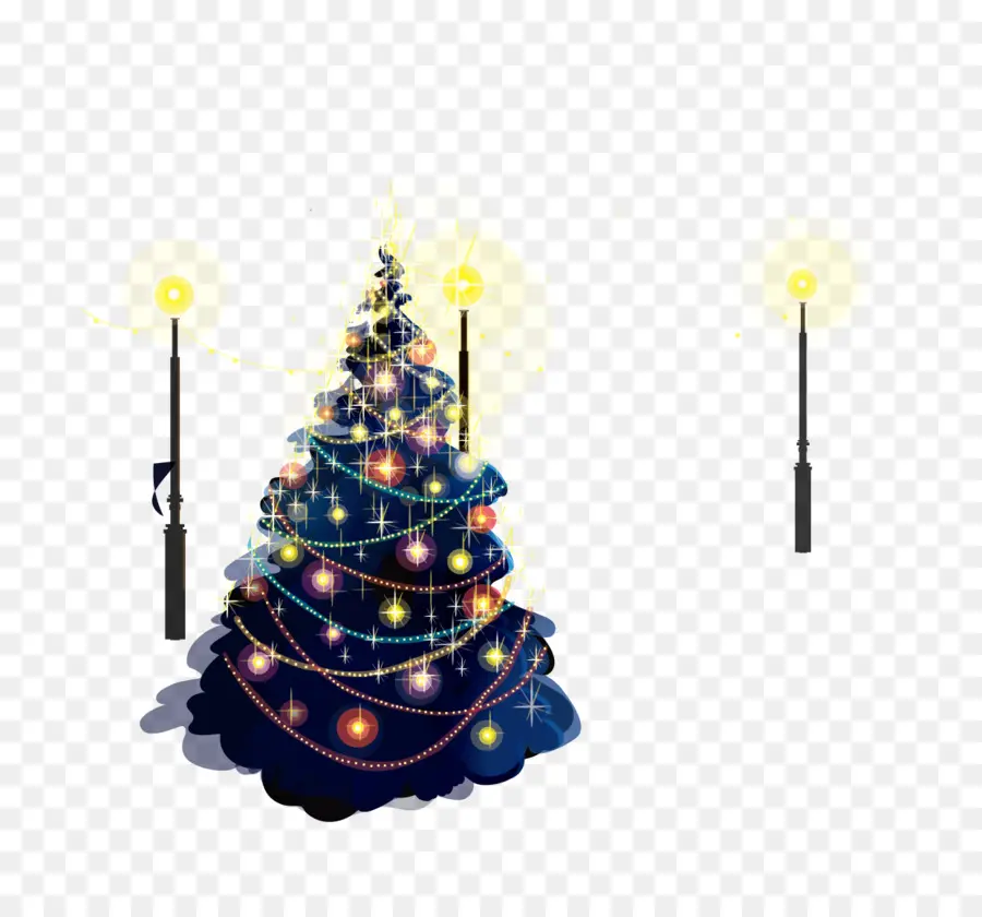 Árbol De Navidad Decorado，Luces PNG