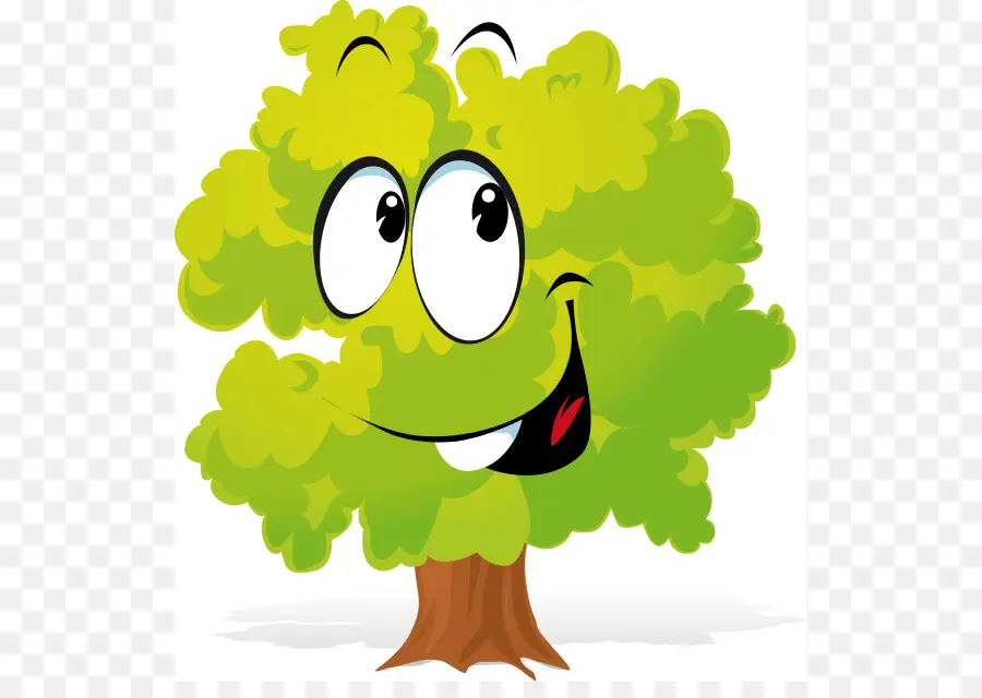 árbol De Dibujos Animados，Sonriente PNG