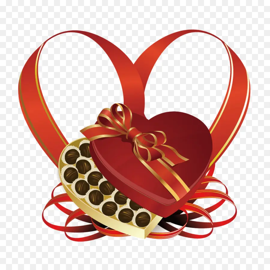 Caja De Chocolates Con Forma De Corazón，Cinta PNG