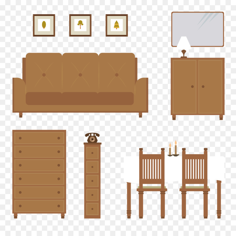 Conjunto De Muebles De Madera，Sofá PNG