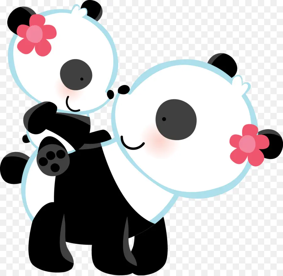 Dos Pandas Con Flores，Flores PNG