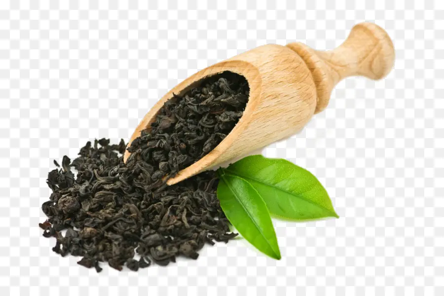 Cuchara De Madera Con Hojas De Té Negro，Cuchara PNG