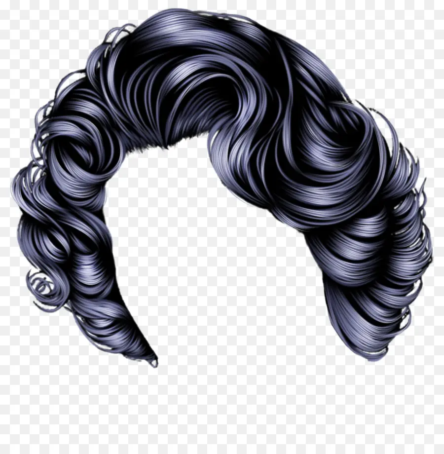 Peluca Rizada Negra，Cabello PNG